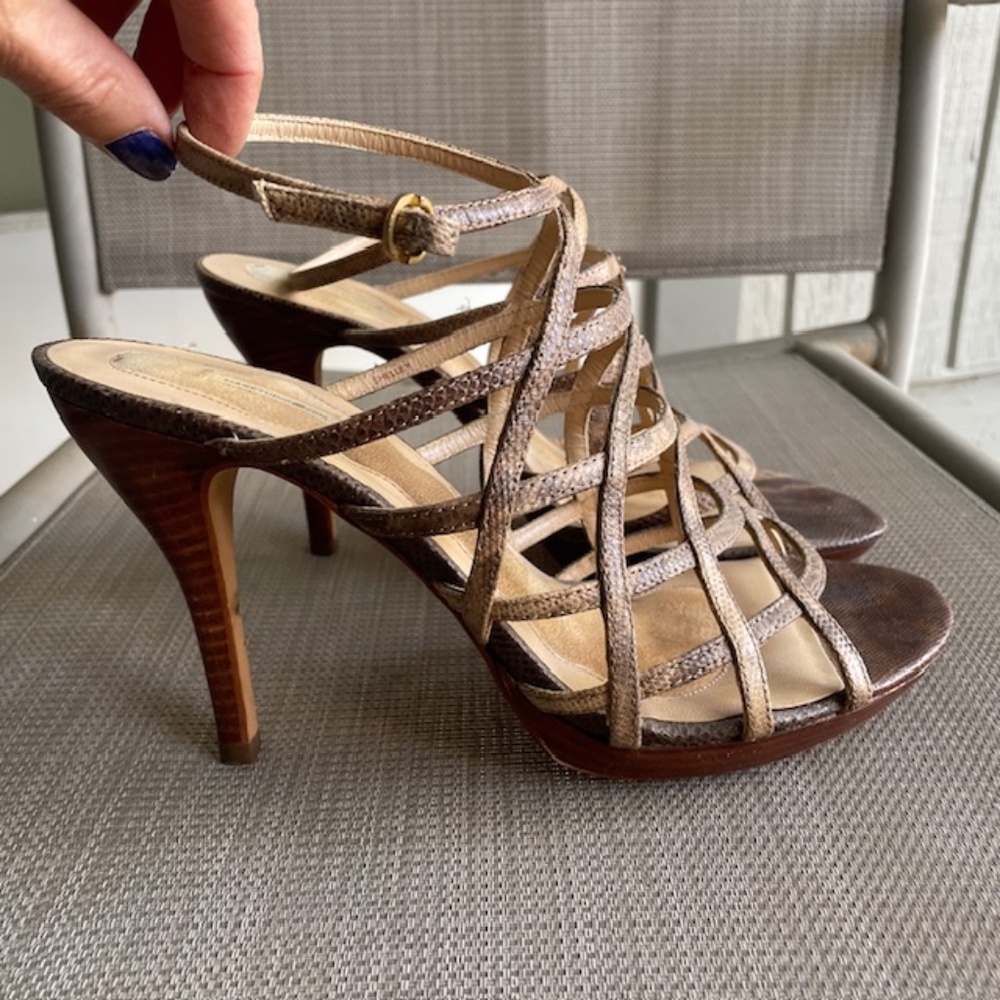Max Studio Leather Strappy Heels